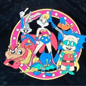 Looney Tunes DC Comics Womens Full Zip Up Hoodie Juniors Size XXL Black Wash NWT
